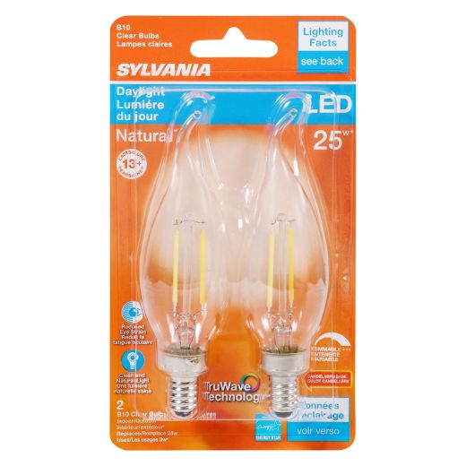 3 Watt Dimmable Candelabra Base LED B10 Bulb-2/Pack