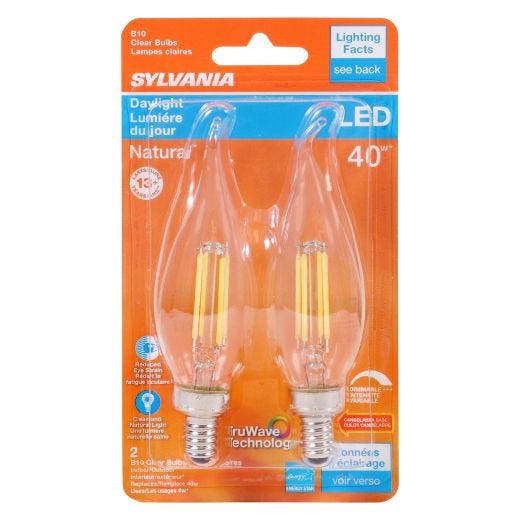 4 Watt Dimmable Candelabra Base LED B10 Bulb-2/Pack