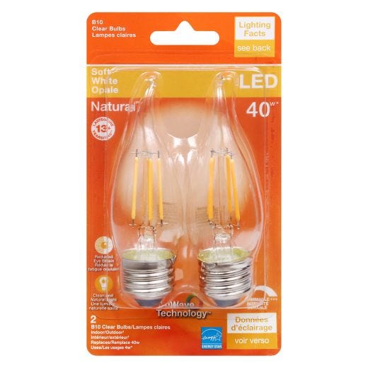 4 Watt Dimmable Medium Base LED B10 Bulb-2/Pack