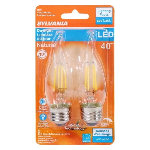 4 Watt Dimmable Medium Base LED B10 Bulb-2/Pack