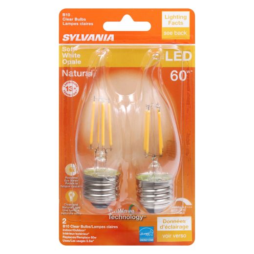5.5 Watt Dimmable Medium Base LED B10 Bulb-2/Pack