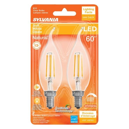 5.5 Watt Dimmable Candelabra Base LED B10 Bulb-2/Pack