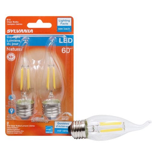 5.5 Watt Dimmable Candelabra Base LED B10 Bulb-2/Pack