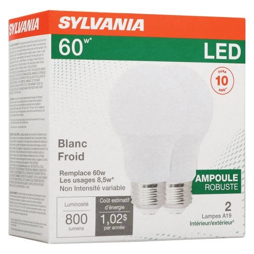 8.5 Watt LED A19 Rough Service Bulb-2/Pack