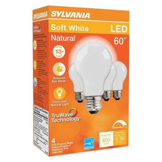 8 Watt Dimmable E26 Base LED A19 Bulb-4/Pack