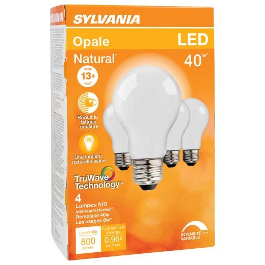 8 Watt Dimmable E26 Base LED A19 Bulb-4/Pack