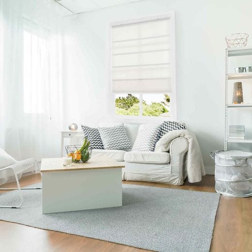 23" x 64" White Cordless Magnetic Roman Shade