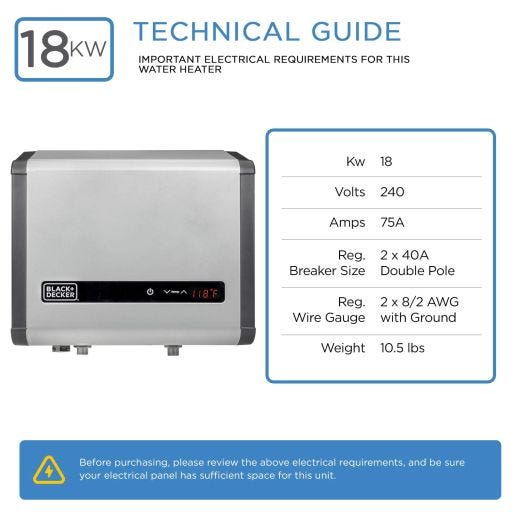 Water Heater Electric Tankless 18kW 3.7GPM