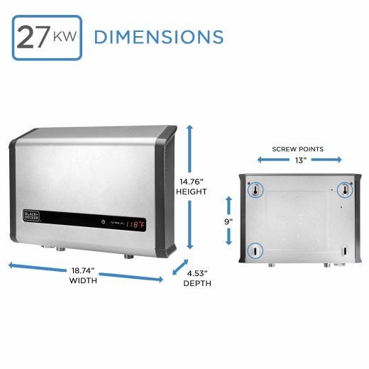 Water Heater Electric Tankless 27kW 5.3GPM