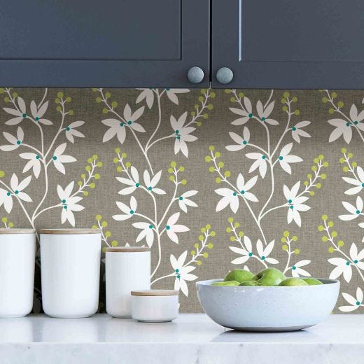 Taupe & Lime Fairfield Peel & Stick Wallpaper
