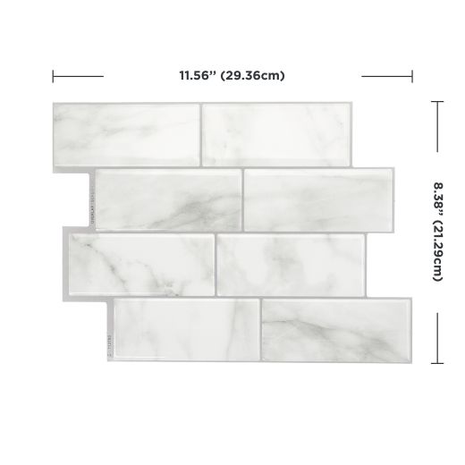 Metro Carrera White Smart Tile Mosaik-4/Pack