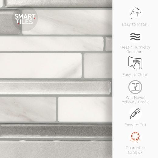 Milano Carrera White Smart Tile Mosaik-4/Pack