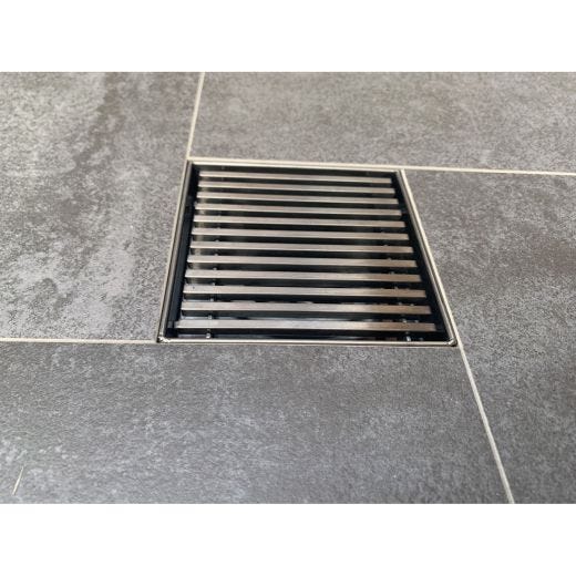 Shower Drain 4"x4" With Linear Grate In Stainless Steel