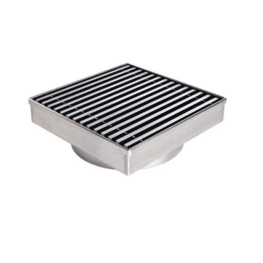 Shower Drain 4"x4" With Linear Grate In Stainless Steel
