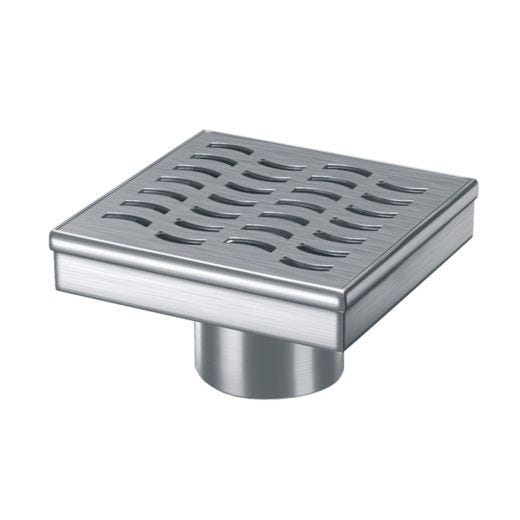 Drain de douche 4 po x 4 po, grille ondulée acier inoxydable