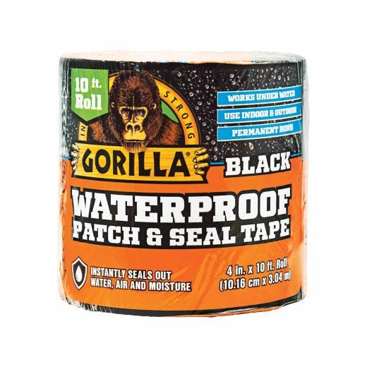 Gorilla Waterproof Patch And Seal Tape Black- 4" x 10'