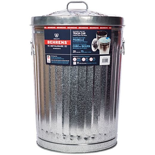 75L Galvanized Steel Trash Can With Lid