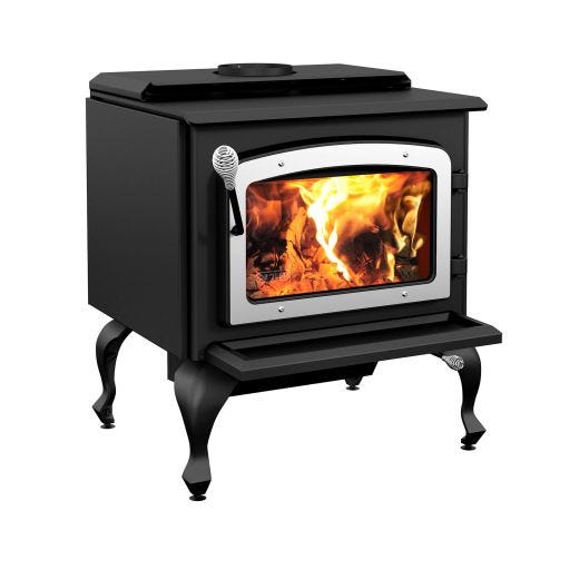 Escape 1800 Wood Stove On Legs With Brushed Nickel Door