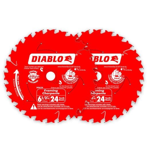 6-1/2" x 24 Tooth Framing Saw Blade-2/Pack