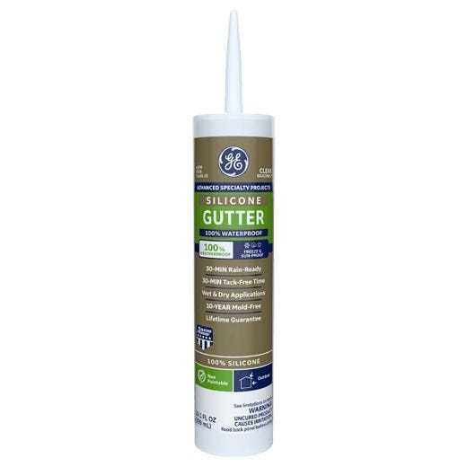 GE Gutter And Flashing Silicone II, Clear, 299mL