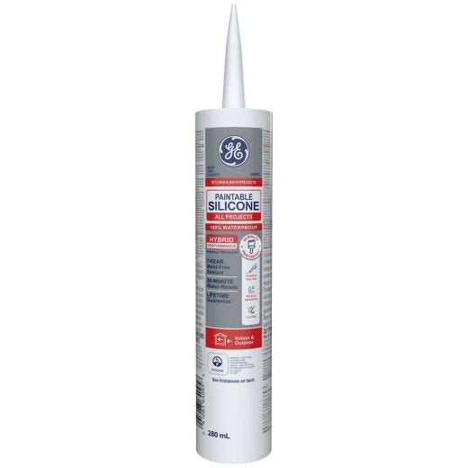 Scellant à peindre GE Silicone II, cuisine et sdb, 299 ml