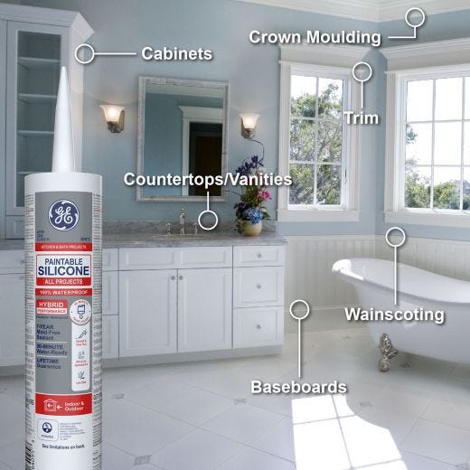 GE Kitchen And Bath Paintable Silicone II, 299mL