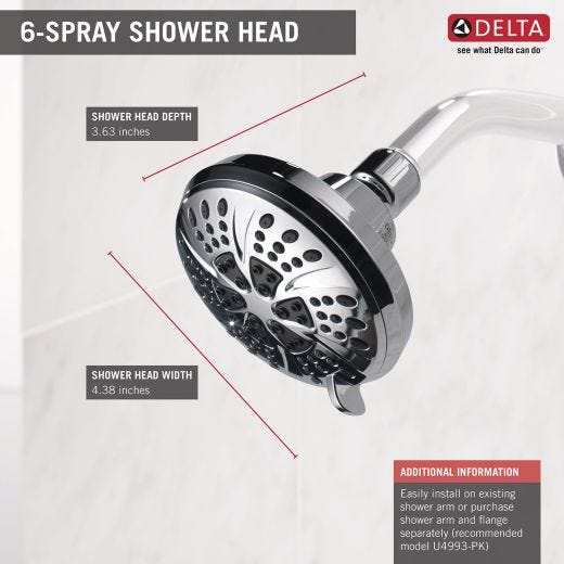 Delta Showerhead 6 Function-Chrome