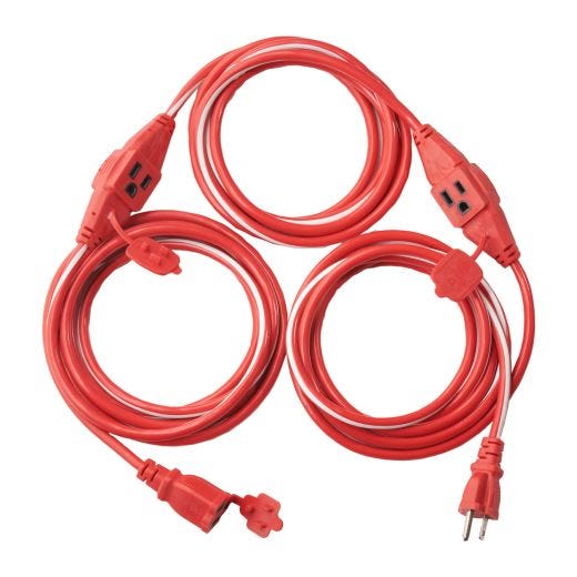 Candy Cane Red And White Stripe Outdoor Extension Cord