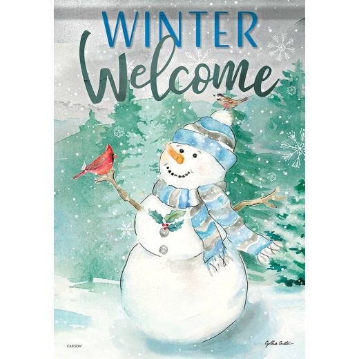 Watercolor Snowman Garden Flag