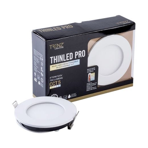 Lampes rond encastré ThinLED 4 po blanc interrupteur CCT