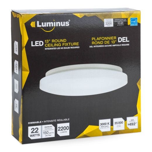 13" Round LED Flushmount 22W 1800 Lumens