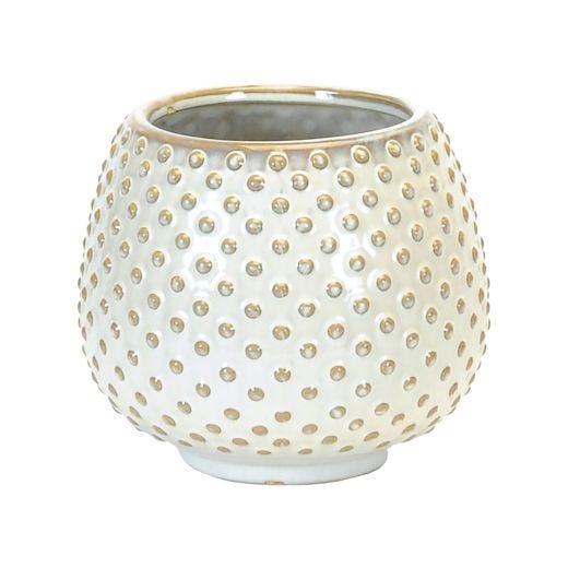 4.75" White With Polka Dots Pot