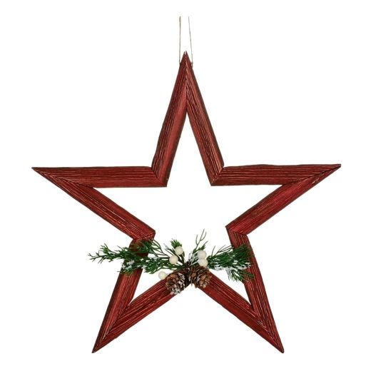 13" Red Wood Star-Holly