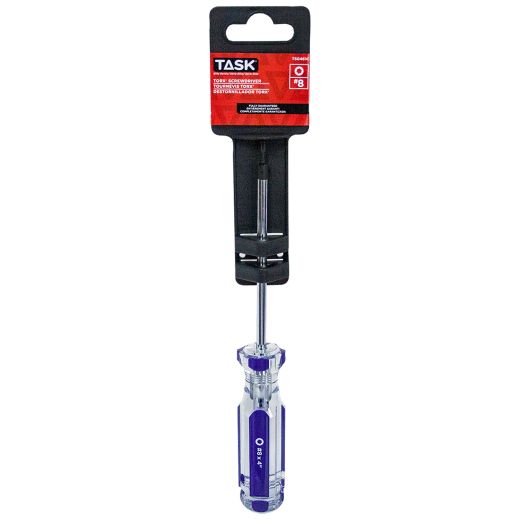 T8 Torx 4" Elite Acetate Hard Grip Screwdriver-1/Pack