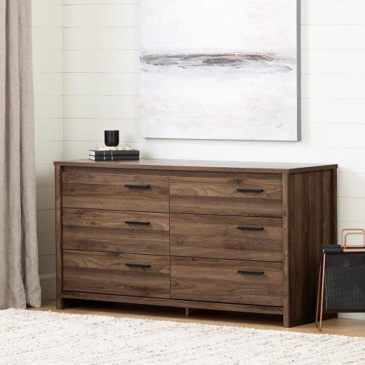 Tao 6-Drawer Double Dresser Natural Walnut