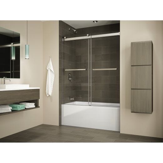 Gemini Bypass Tub Door Black Frame Clear Glass