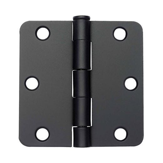 3-1/2" x 3-1/2" 1/4" Radius Hinge Matte Black-2/Pack
