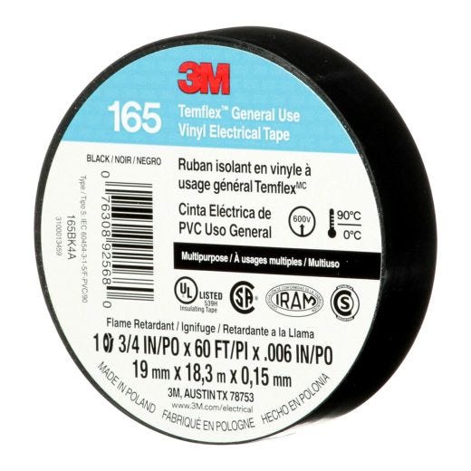 3M Temflex 165 Electrical Tape 3/4" x 60'