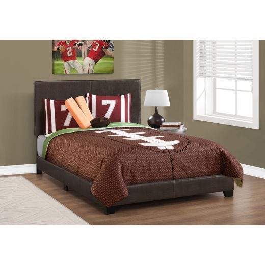 Dark Brown Leather-Look Full Size Bed