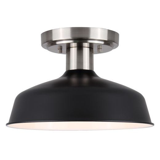 Bello 10" Black And Brushed Nickel Semi Flushmount