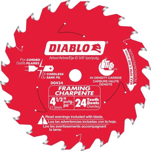 4-1/2" x 24 Tooth x 3/8" Framing Trim Saw Blade