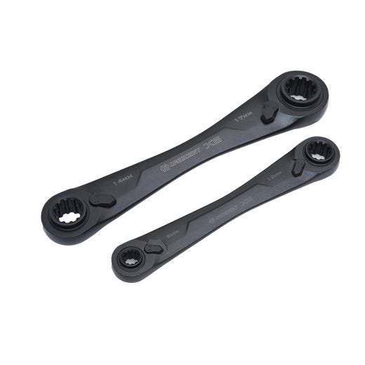 2 Piece X6 4-In-1 Spline Ratcheting Metric Wrench Set