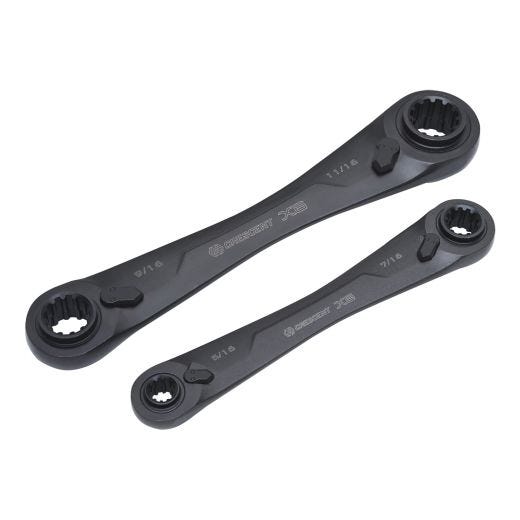 2 Piece X6 4-In-1 Spline Ratcheting SAE Wrench Set