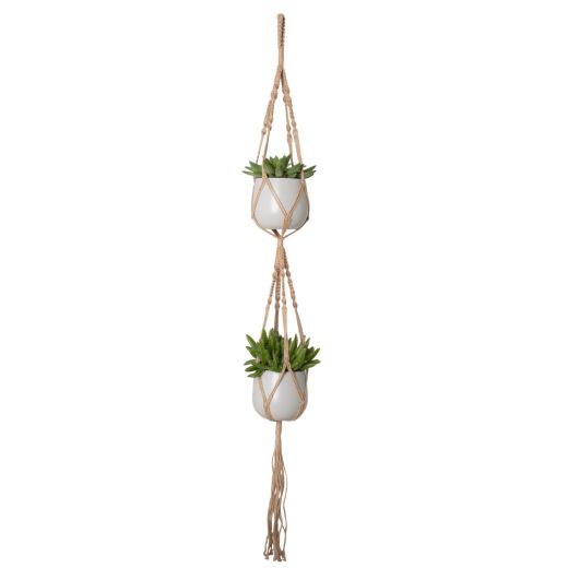 Macrame Pot Holder Double Square Knot Natural 120cm