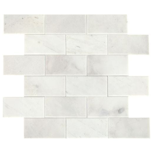 2" x 4" Marble Stormy Mist Simply Stick Bevel Mosaic 11.64 S