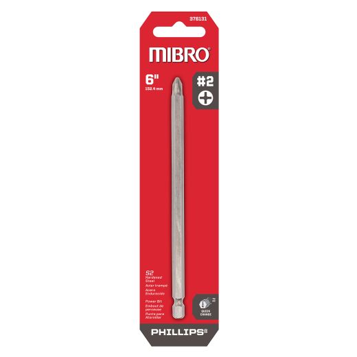 6" #2 Phillips S2 Steel Screwdriver Bit