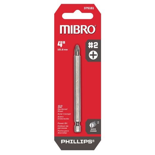 4" #2 Phillips S2 Steel Screwdriver Bit