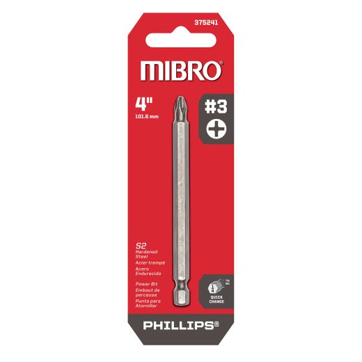 4" #3 Phillips S2 Steel Screwdriver Bit