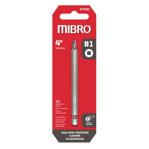 4" #1  Square Recess  Screwdriver Bit
