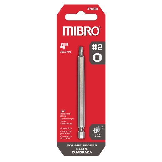 4" #2  Square Recess Screwdriver Bit